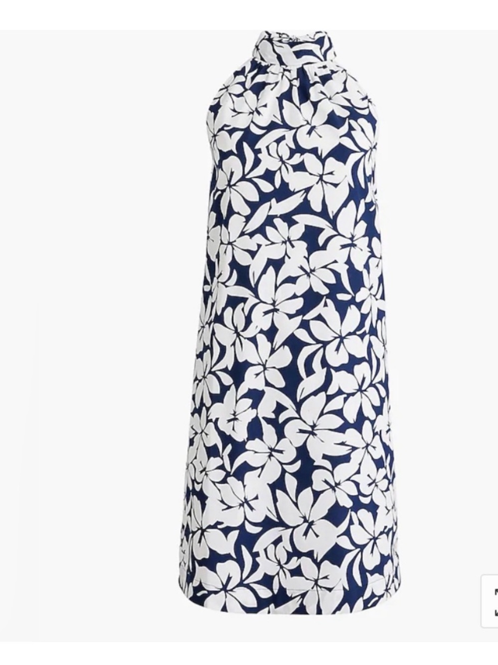 J. Crew Navy & White Floral Halter Tie Neck Shift Dress 0 - Picture 3 of 11